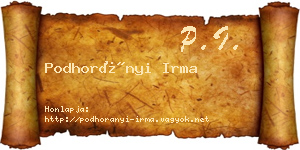 Podhorányi Irma névjegykártya