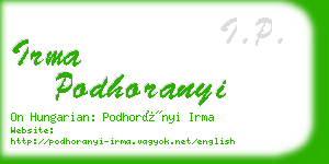 irma podhoranyi business card